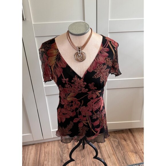 Johnathan Martin silk babydoll Floral Tie Top M  Whimsigoth Y2K Romantic fairy - Picture 9 of 11